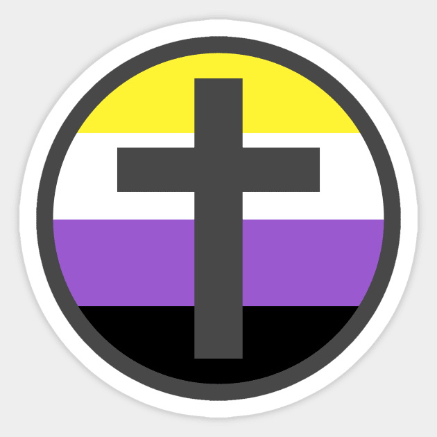 Nonbinary Pride Cross Sticker by anomalyalice